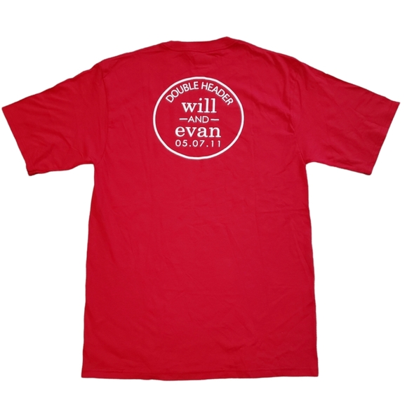 Majestic MLB T Shirt Philadelphia Baseball Double Header Will Evan 2011 Mens M - Picture 3 of 9